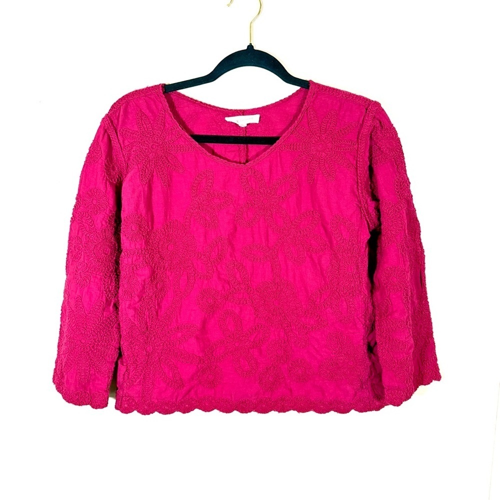 Anthropologie Solitaire Floral Embroidered Boxy Blouse size Small